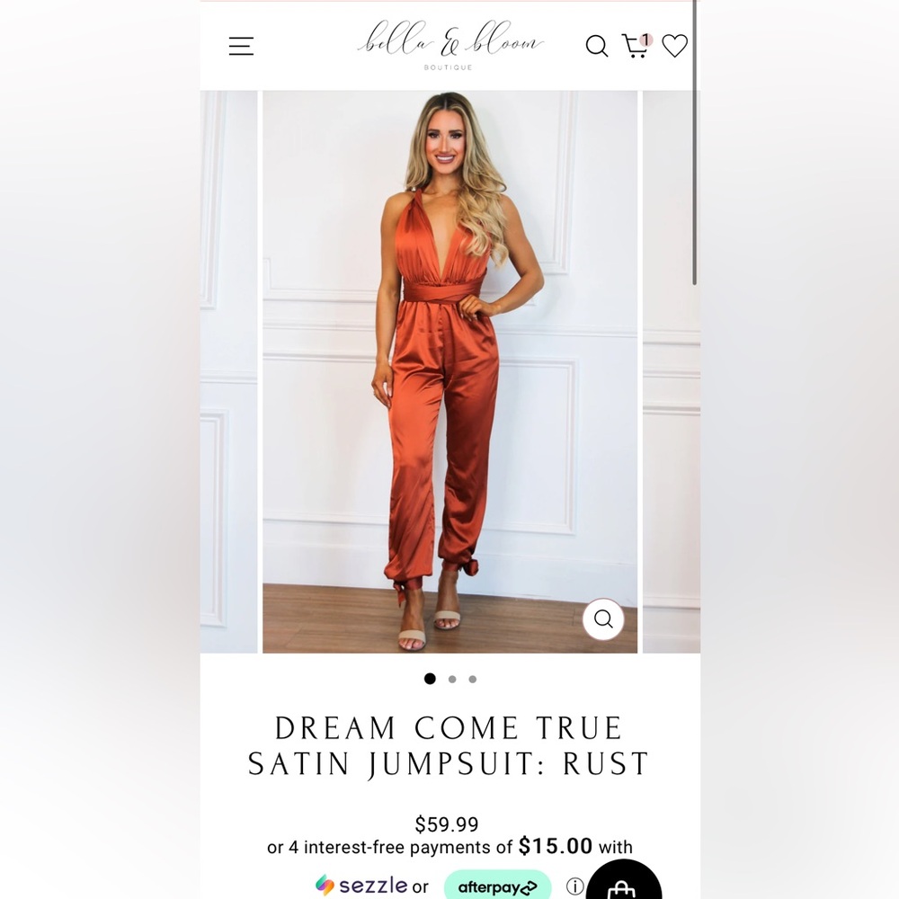 Hello & Bloom Satin Jumpsuit - Rust
